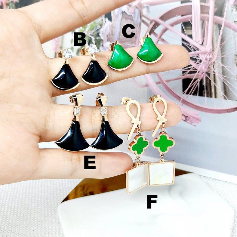 (10 MODEL) Anting Titanium Import Premium Panjang Merah Juntai Hijab Jurai Korea Kdrama Kpop - BE337