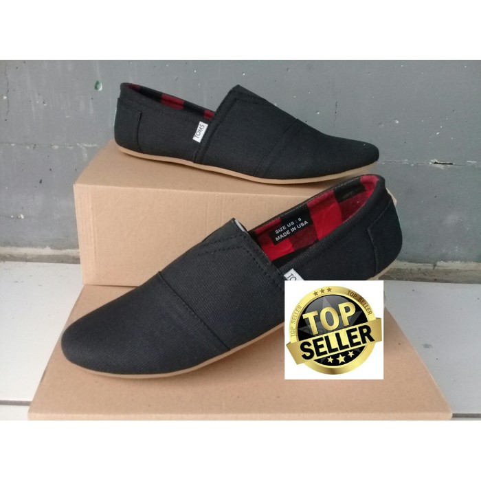 sepatu slip on toms hitam/toms/sepatu pria