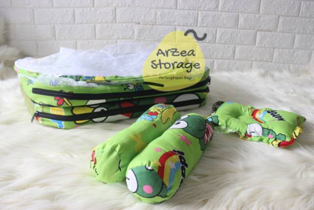 Kasur bayi kelambu set bantal guling lipat keroppi