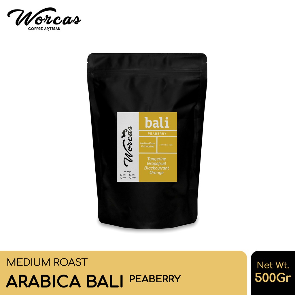 

WORCAS Kopi Arabika Bali Peaberry 500 Gram - Medium Roast