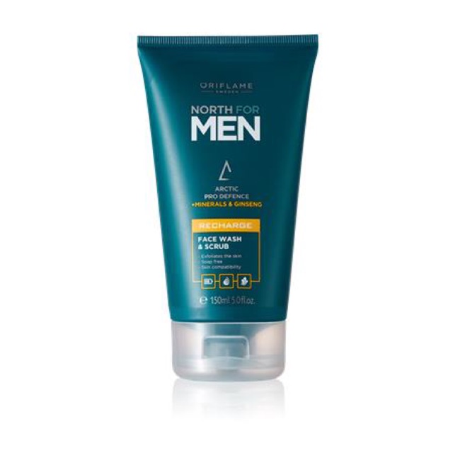 North for Men Recharge Face Wash & Scrub by ORIFLAME