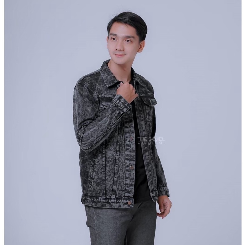 Jaket Jeans sandwash pria dewasa m l xl Jaket Pria Original Jaket sandwash Polos Tebal Kualitas Premium Pria Jaket Cowok