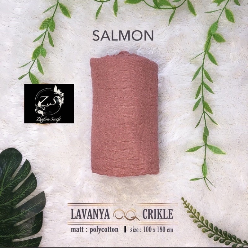 HIJAB Best Seller PASHMINA CRINKLE / CRINCLE - PASHMINA CUTTON CRINKLE / NEGRO / KUSUT-Salmon