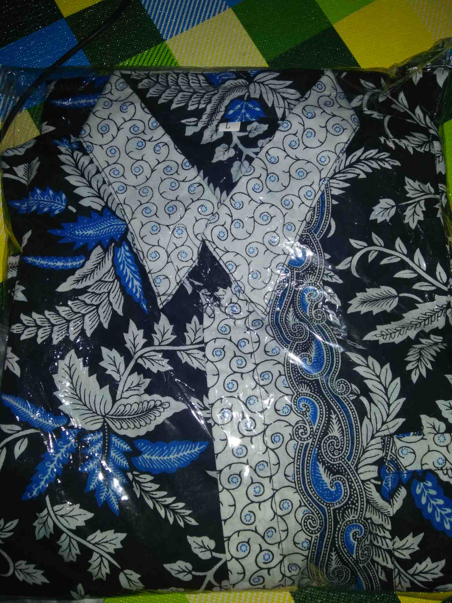 Kemeja Batik Pria - Katun Motif Blarak Biru - Style Casual & Trendy M L Xl Mazka Batik