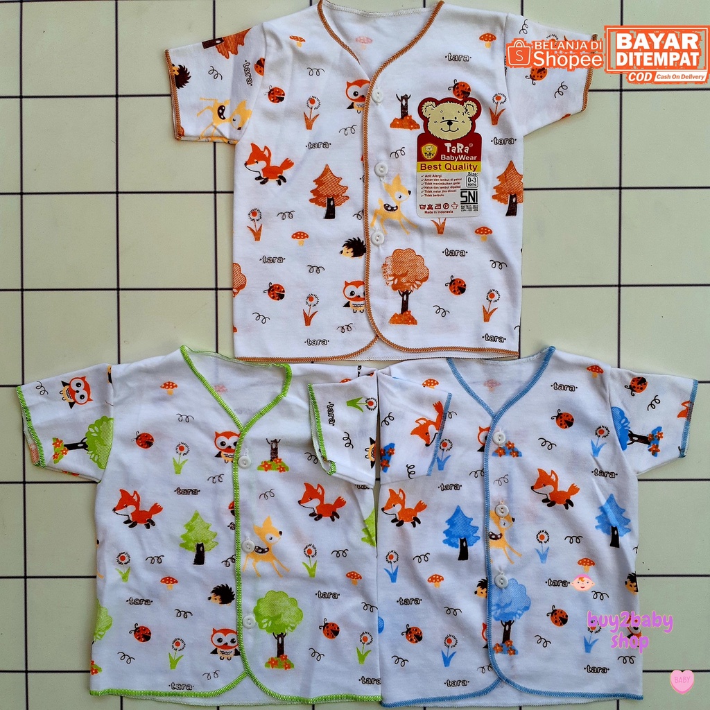 Baju bayi Piyama pendek Tara Animal &amp; Fruit Series 0-3 Bulan 3 PCS