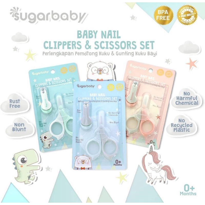 Sugar baby nail clippers & scissors set / Set gunting kuku bayi