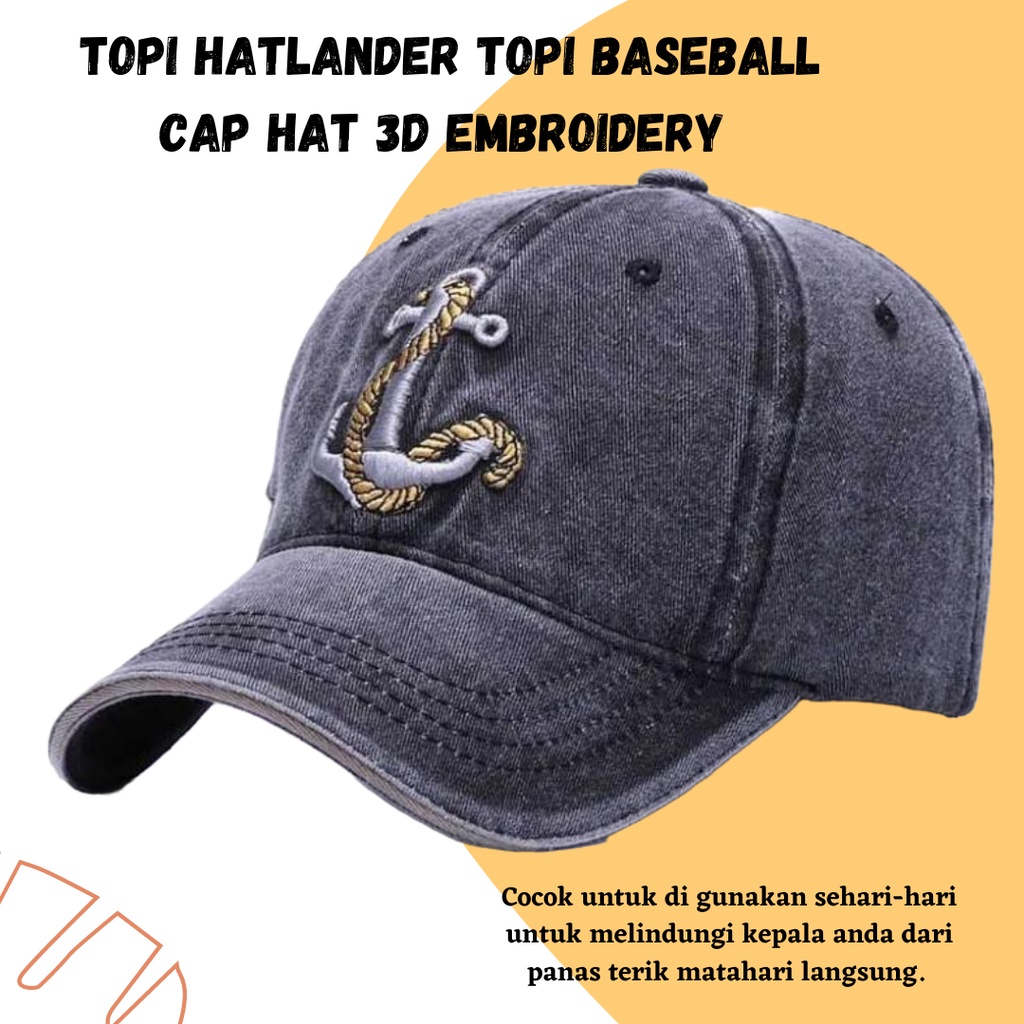 FASHION Wanita Pria Topi HATLANDER Topi Baseball Cap Hat 3D Embroidery