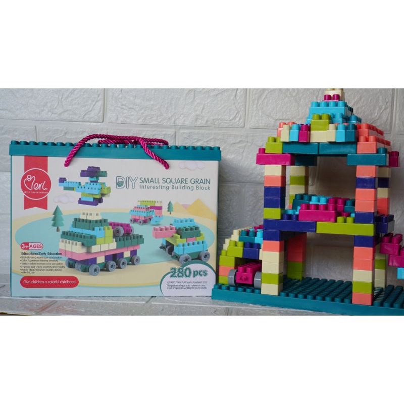 DIY Small Square Grain mainan edukasi Lego Smart block 280 pcs