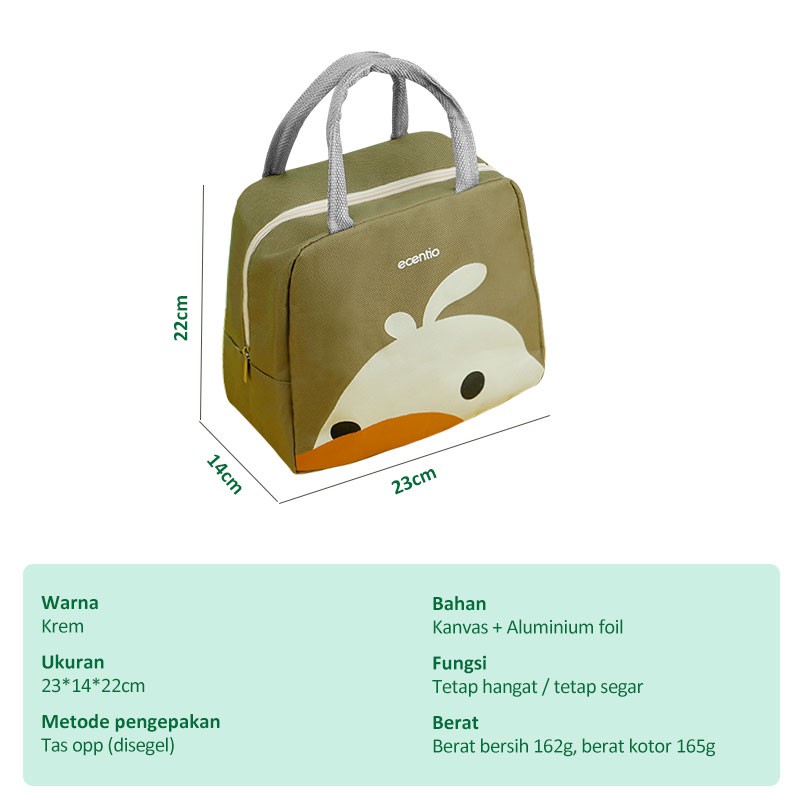 ecentio pola kartun tas bekal /tas kotak makan siang/tas makan kapasitas besar/Portabel Lunch Bag