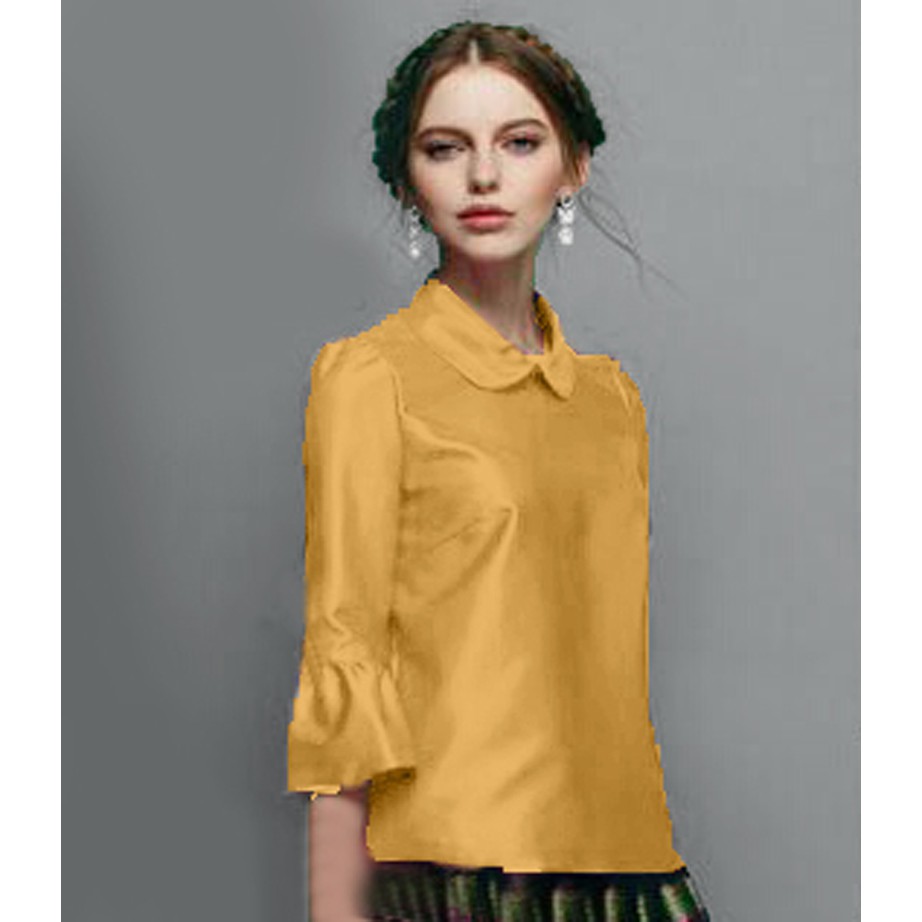 PROMO [Blouse Rosela Gold SW] blouse wanita saten velvet gold