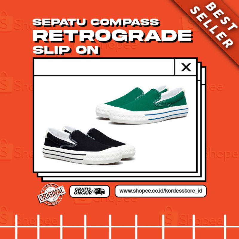 SEPATU COMPASS RETROGRADE "SLIP ON"