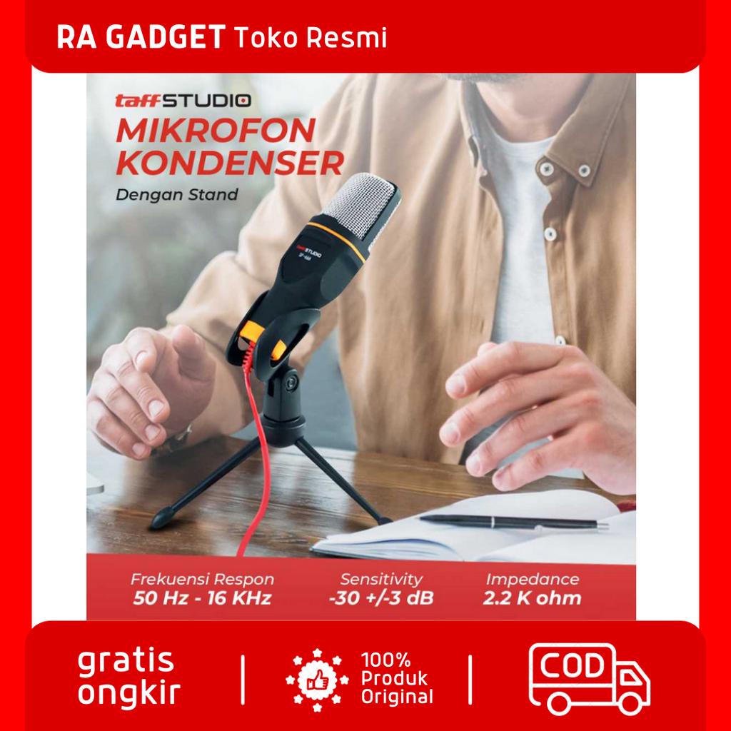 Mikrofon Kondenser Studio dengan Stand Mini Tripod / Microphone Kondensor Condenser Condesor Studio 