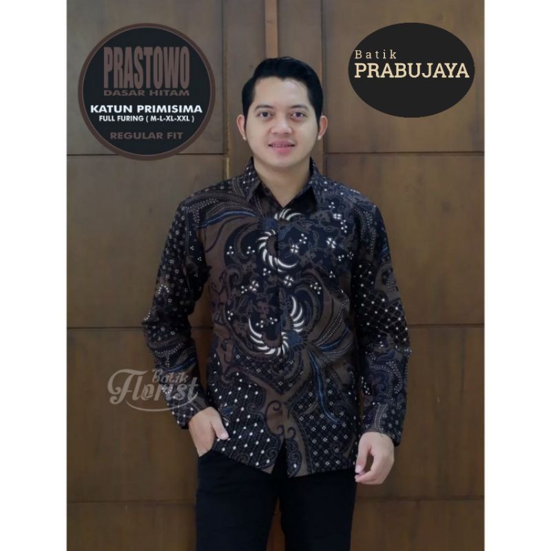 PRASTOWO Kemeja Batik Pria Modern Terbaru Lengan Panjang Full Furing - Baju Hem Batik Solo Pria Cowok Laki Laki Katun Halus Kondangan Kerja Kantor Pesta