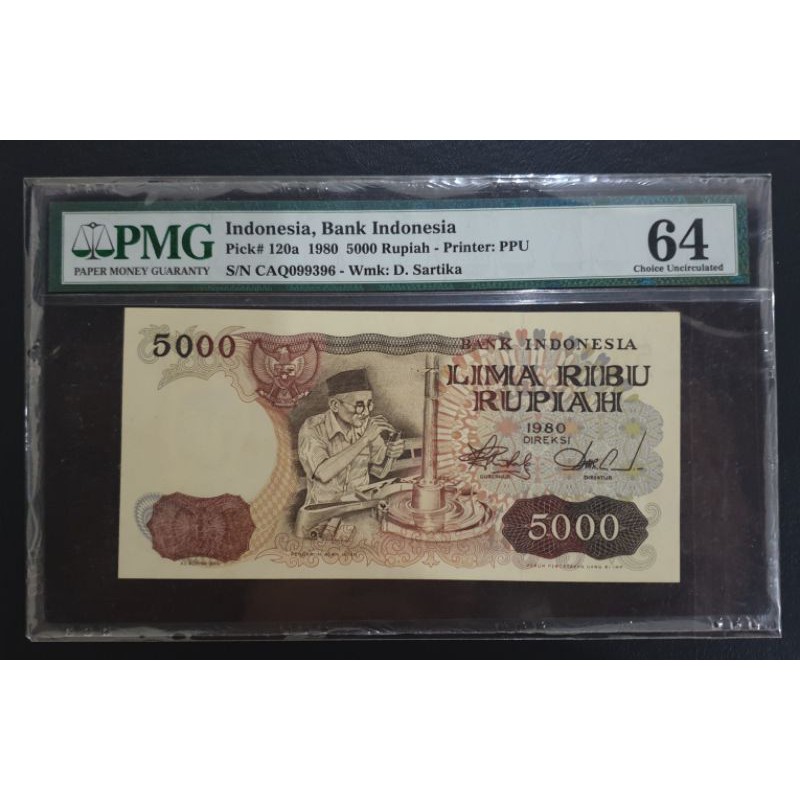 uang kuno 5000 rp tahun 1980 PMG 64