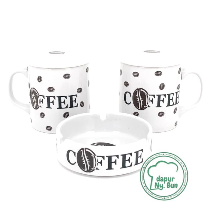 

2 Pcs Cangkir Tutup + Asbak Print Coffee Mug Teh Gelas Kopi vnl1112