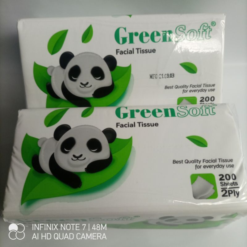 tisu facial GreenSoft panda 200 sheet