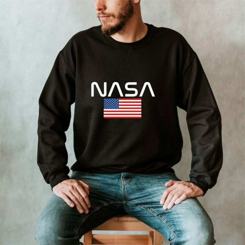 Sweatshirt NASA Flag BIGSIZE S - XXXXXL(6XL) Sweater Crewneck NASA Pria Wanita OVERSIZE Jumbo