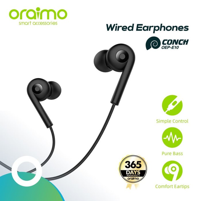 Oraimo Earphone kabel dengan Mic Universal 3.5mm IOS/Android OEP-E10
