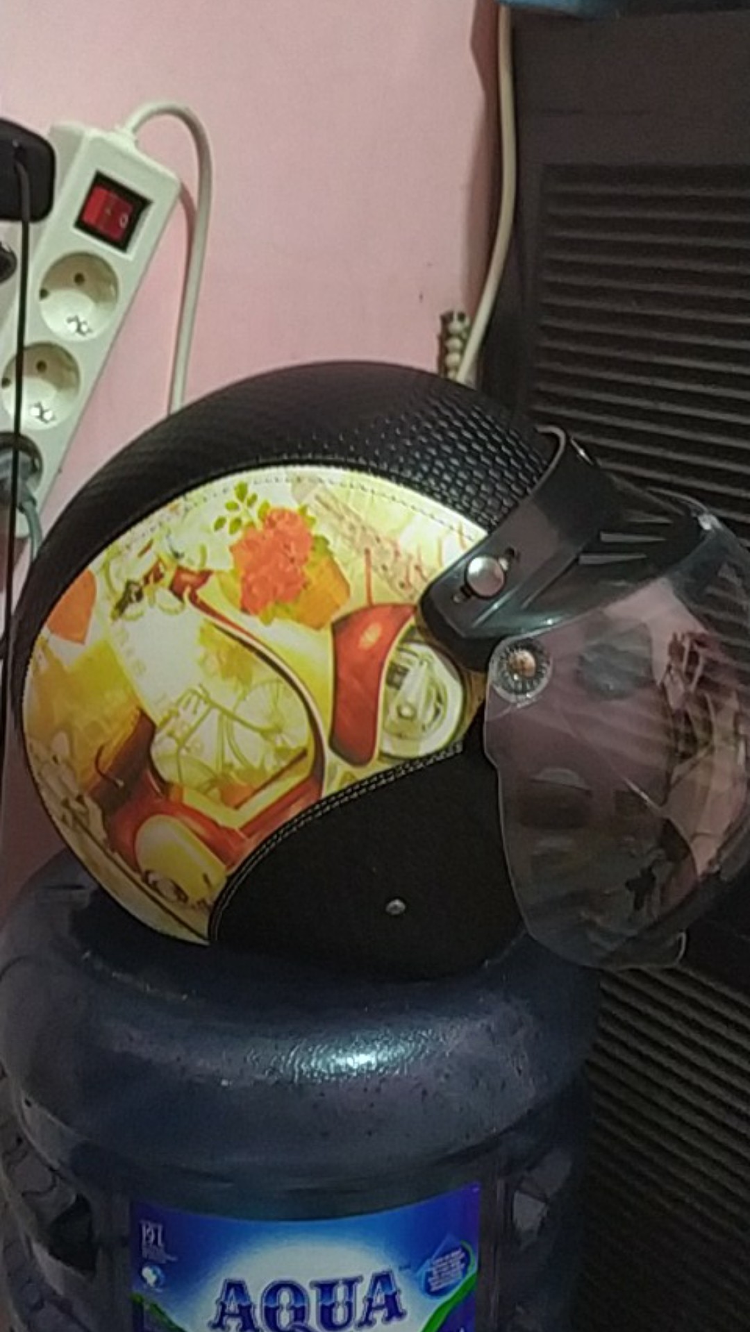 HELM BOGO Dewasa SNI Full Kulit Retro Klasik Motif Hitam 