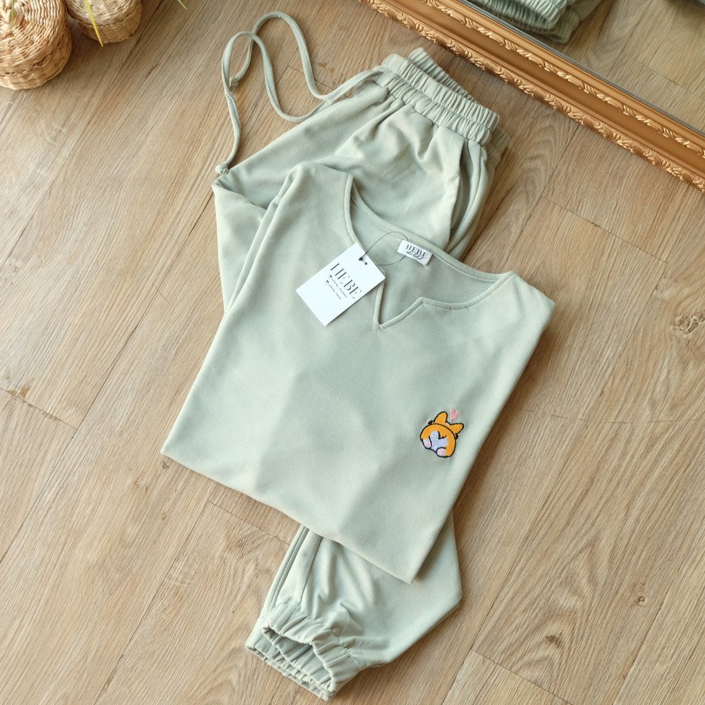 Furry Set Pakaian Wanita ( poodle, corgi & polos )-Avocado