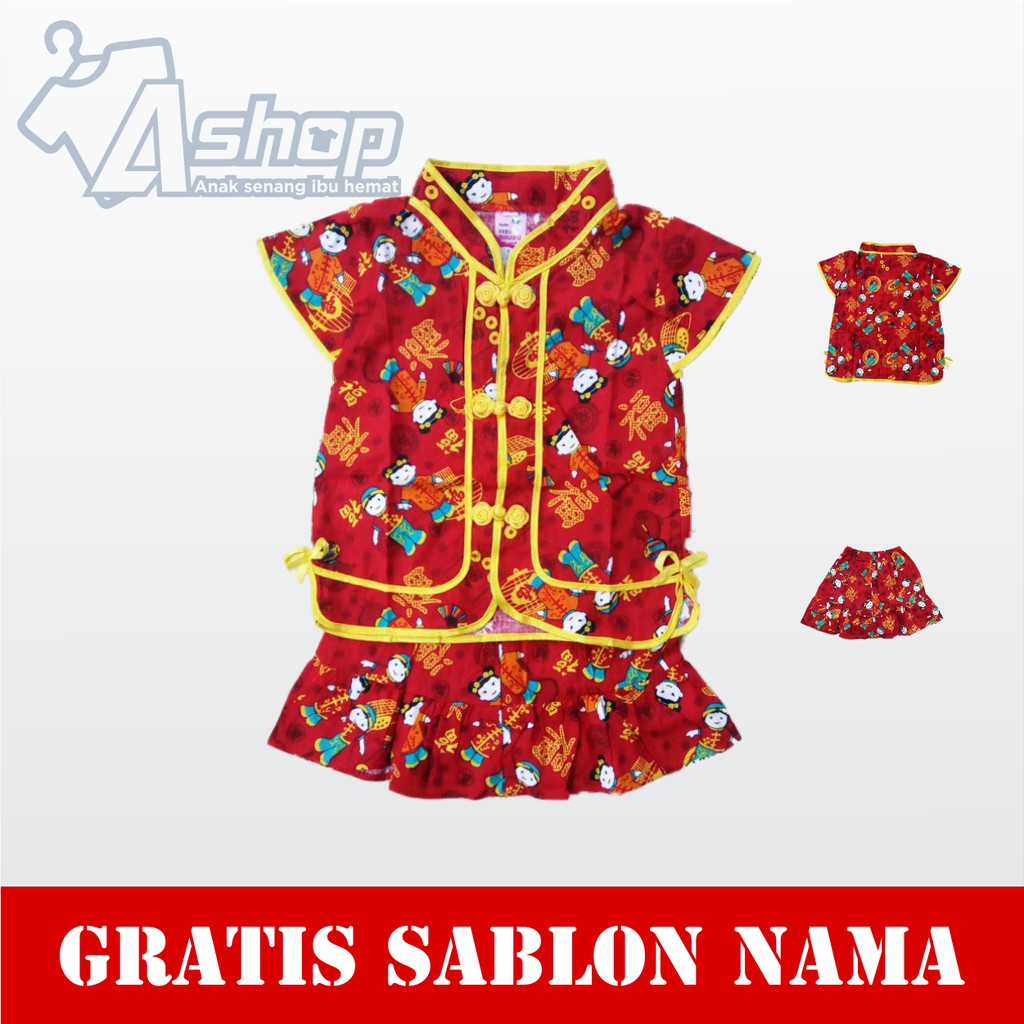 Baju Anak Setelan Model Cina Motif Mandarin Kaos Perempuan Murah Gratis Custom Nama Shopee Indonesia