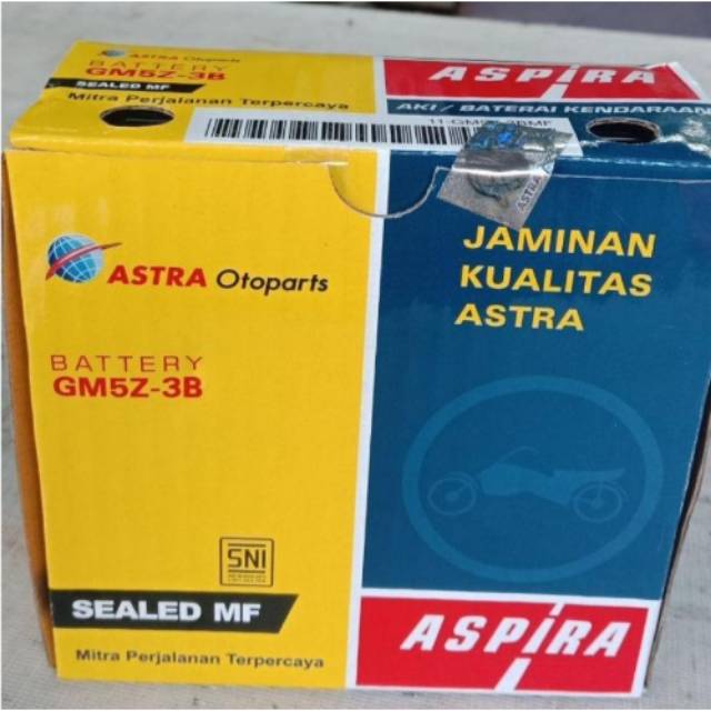 Aki Aspira Astra GM5Z-3MF 12V/3.5 AH for supra x/mio lama/sporty/grand/Jupiter Z/legenda/fit new