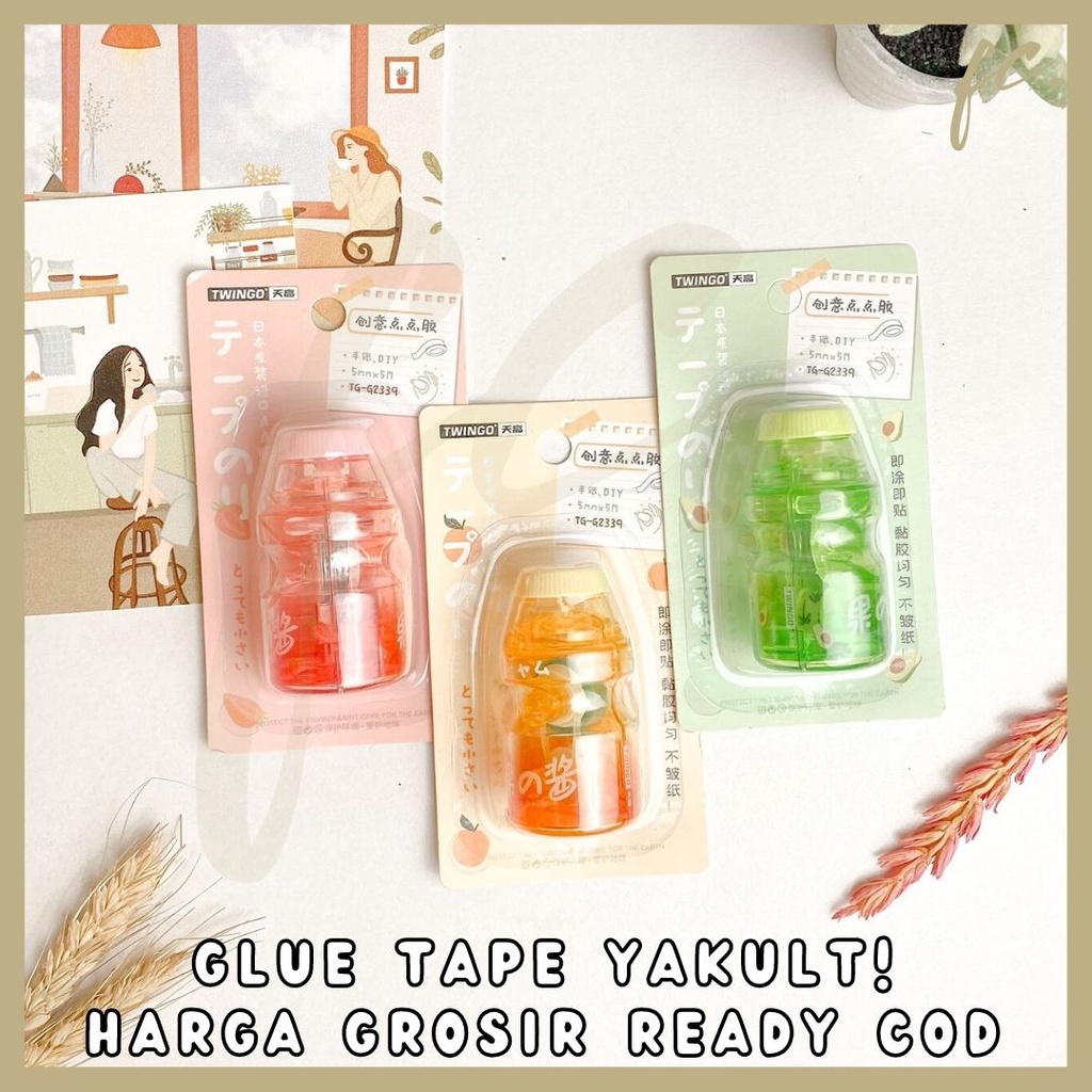 

Glue Tape / Lem Perekat Kertas Twingo TG-G2339 Minuman Cup Yakul Yogurt Susu Manik Pernak Pernik DIY Grosir Ready COD