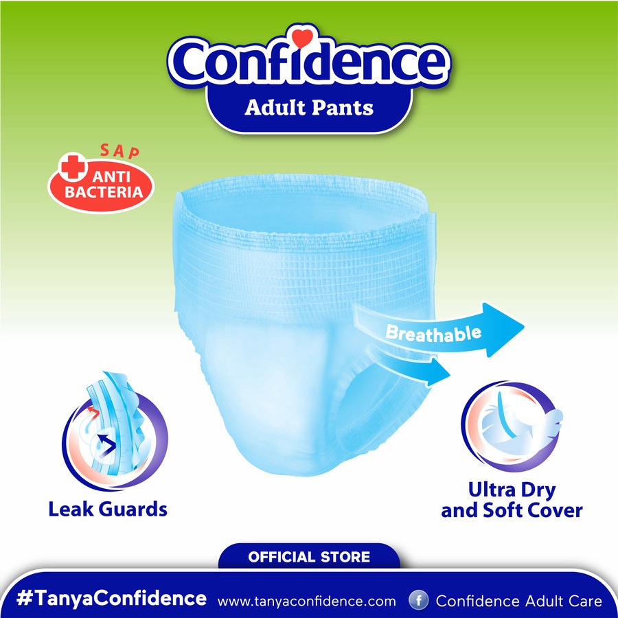 Confidence Popok Celana Dewasa Adult Diaper Medium Flow Size M - 10Pcs + 2Pcs