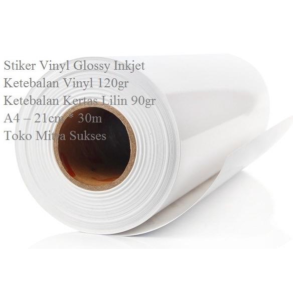 

Stiker Vinyl Glossy Inkjet A4 Roll - 21cm x 30m Baru ---Termurah---