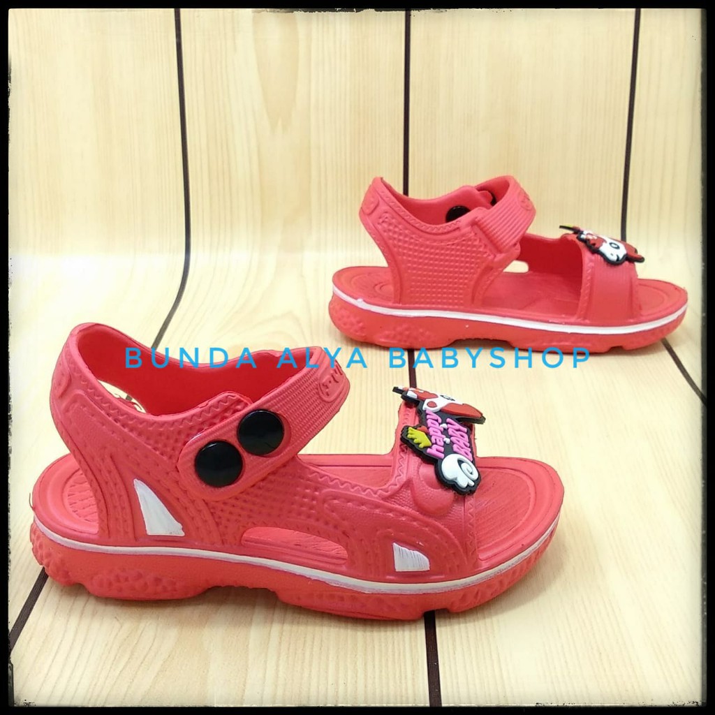 Sendal Anak Perempuan Usia 3 4 5 Tahun MERAH Happy Baby - Sepatu Sandal Karet Anak Cewek Karet Unicorn Anti Licin Size 24 - 29