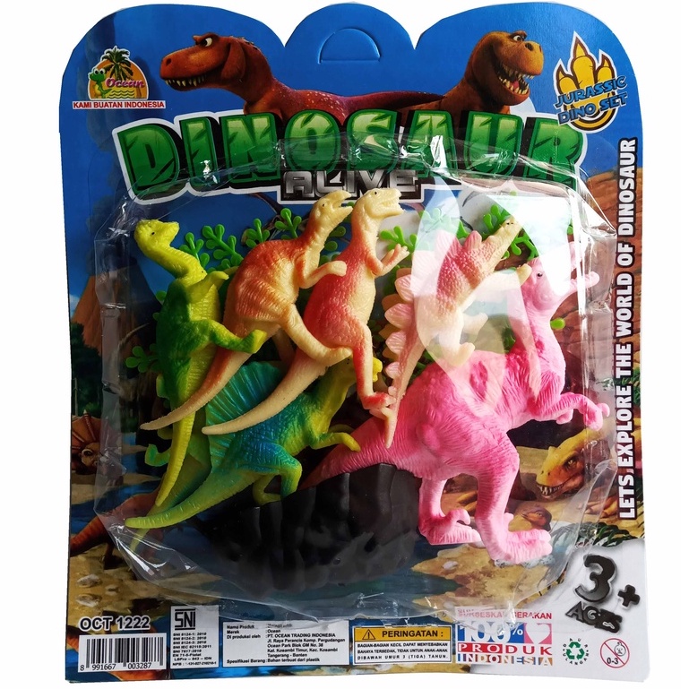 Set Miniatur 6 pcs Jurassic Dino Karet Multiwarna