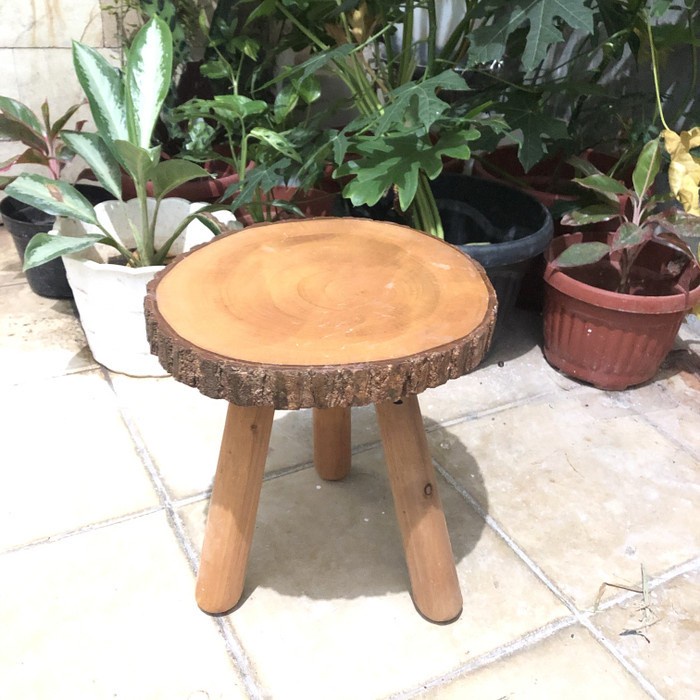 Kursi Kayu - Meja Kayu Bulat / Stool / Standing Pot