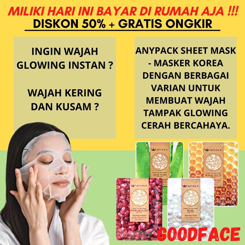 ANYPACK SHEET MASK - MASKER WAJAH TISSUE DIJUAL RANDOM