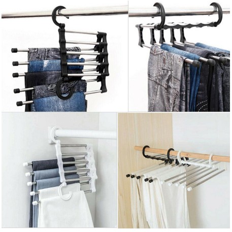 [MH] Hanger 5 in 1 Stainless Steel Gantungan Baju Celana Jilbab Multifungsi