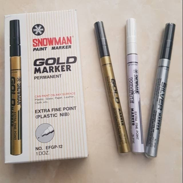 

MURAH pulpen white pulpen gold pulpen silver extra fine permanen snowman - emas