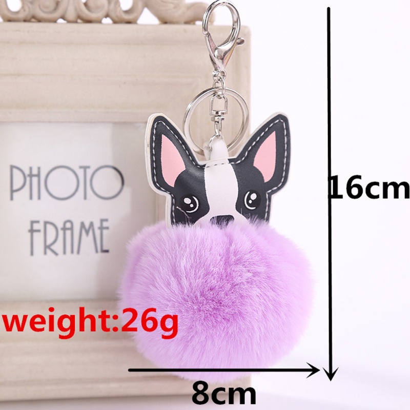 SIY  Fashion Cute Key Rings Dog Fur Key Chains Colorful Pendant Bag Decoration Alloy