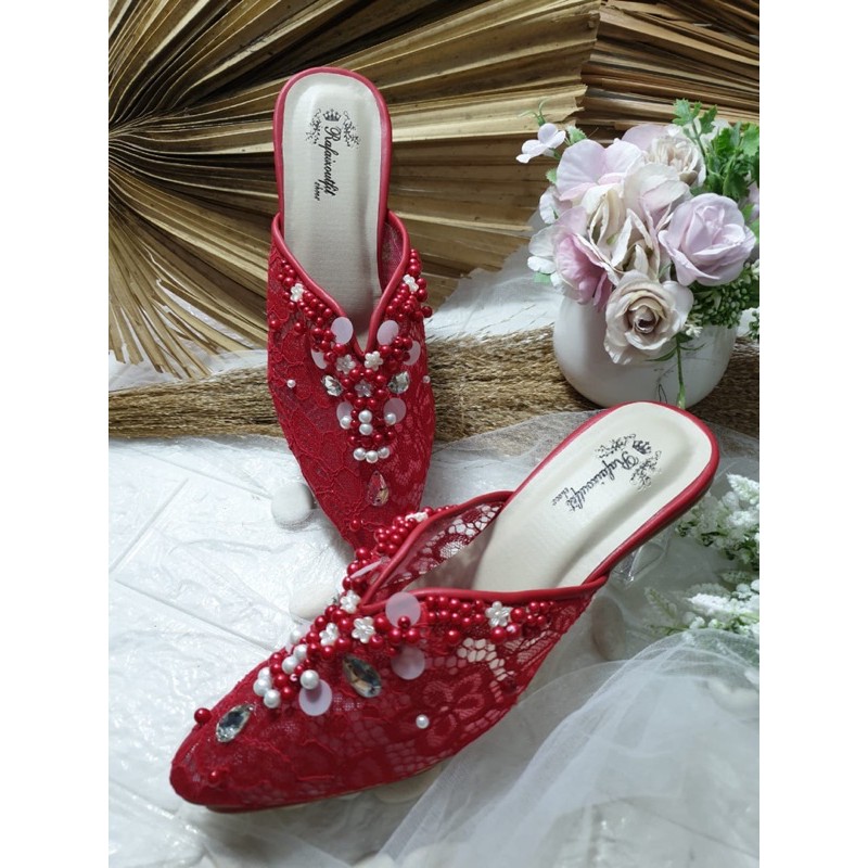 Sepatu wedding ruby red sepatu wedding wanita 7cm