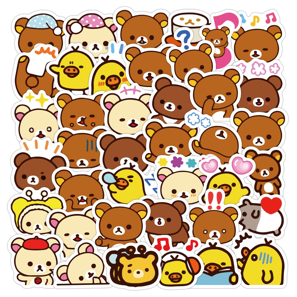 Rilakkuma stiker lucu kartun little ayam kuning tangan akun bahan Ringan beruang lucu lubang hidung