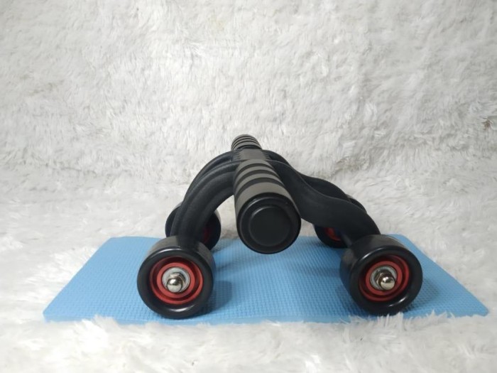 AB Wheel Roller 4 Wheel AB Roda 4 Alat bantu Gym ABS Otot Perut Lengan