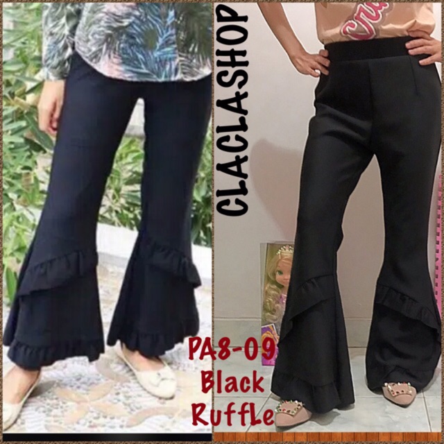 Pants Renda Ruffle Scuba|Celana Panjang Renda Ruffle Scuba|Celana Pants Renda Ruffle Scuba