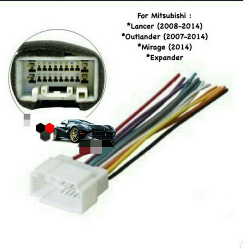 kabel soket head unit double din pnp mobil Mitsubishi