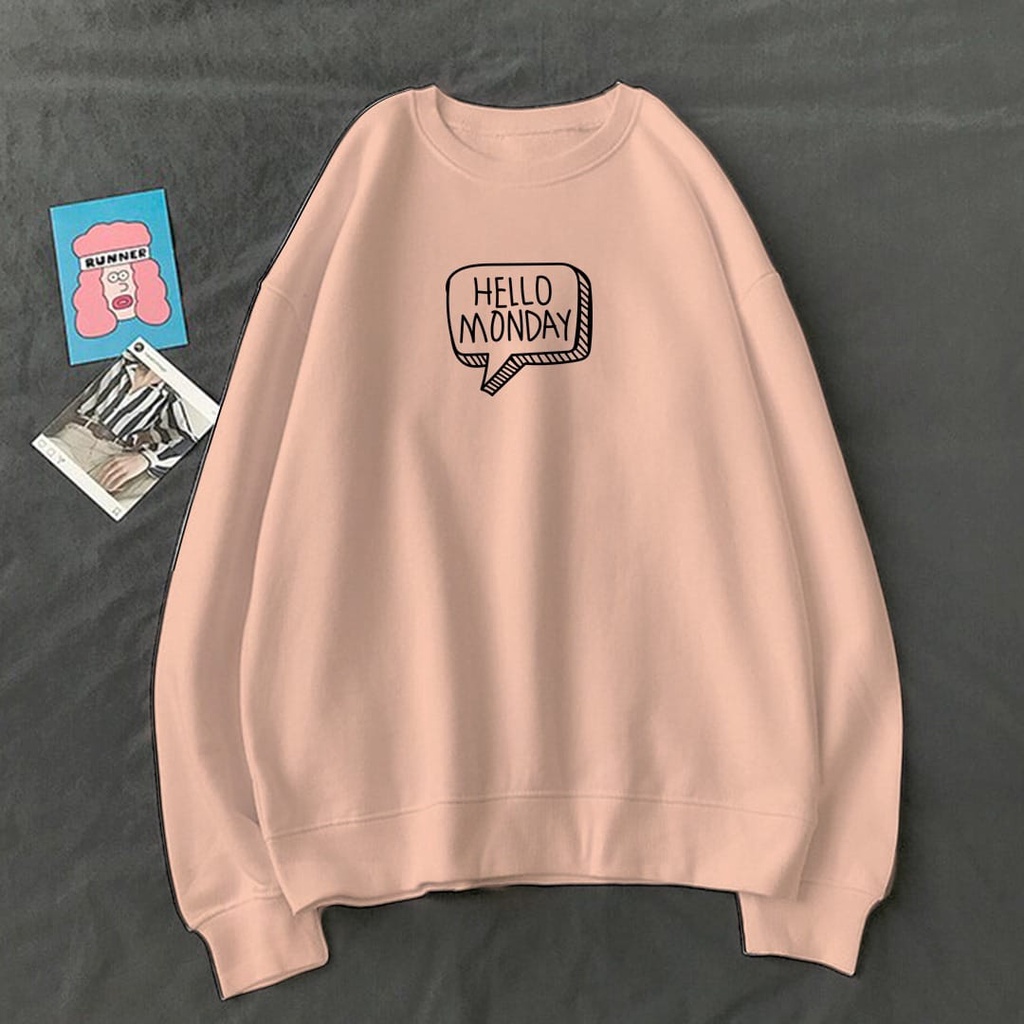 SWEATER WANITA HELLO MONDAY /// ATASAN WANITA TEBAL KEKINIAN TERBARU''