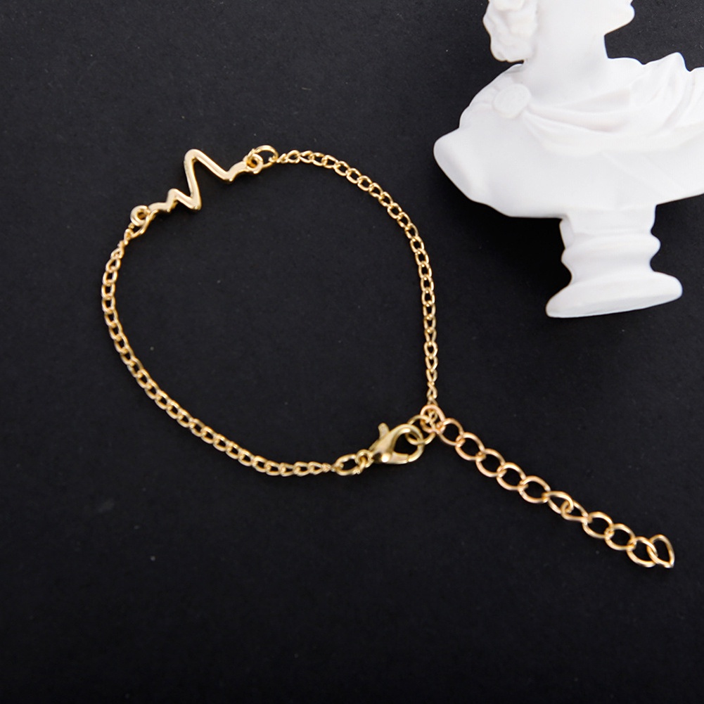Hu Hu Hu Hu Hu Alat Bantu Pasang Kacamata♡ Gelang Tangan Rantai Adjustable Motif Elektrokardiogram Untuk Pasanganpriawanita