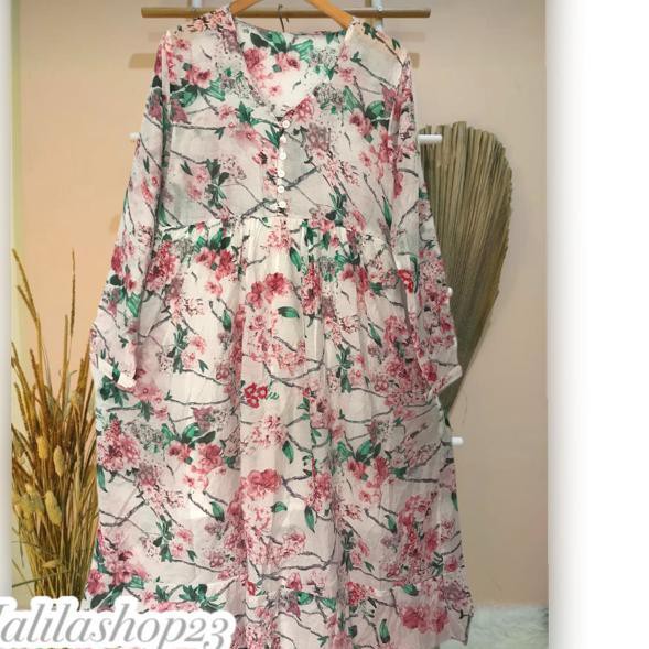 Hot Deal LONG TUNIK V-NECK Zara /TUNIK BANGKOK / TUNIK FLOWER NAGITA ZARA TERBARU | TUNIK FLORAL ,.,