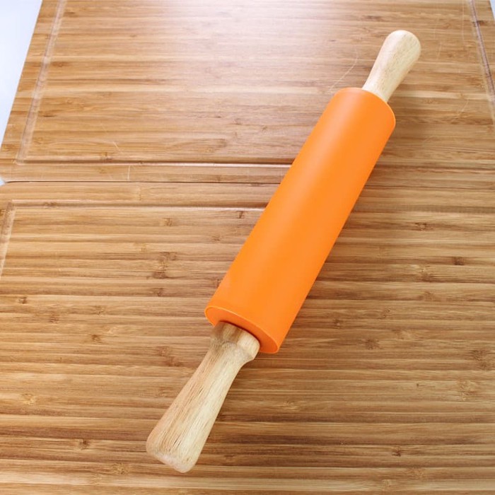 rolling pin silicon gagang kayu 38cm / alat gilas adonan kue