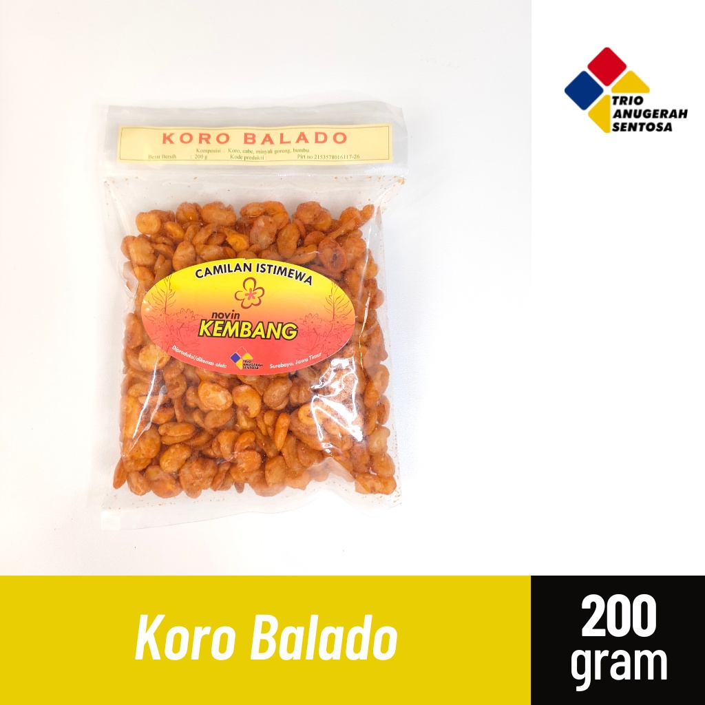 

Snack Kacang Koro Kupas Balado / Pedas 200gr - Camilan merk Kembang