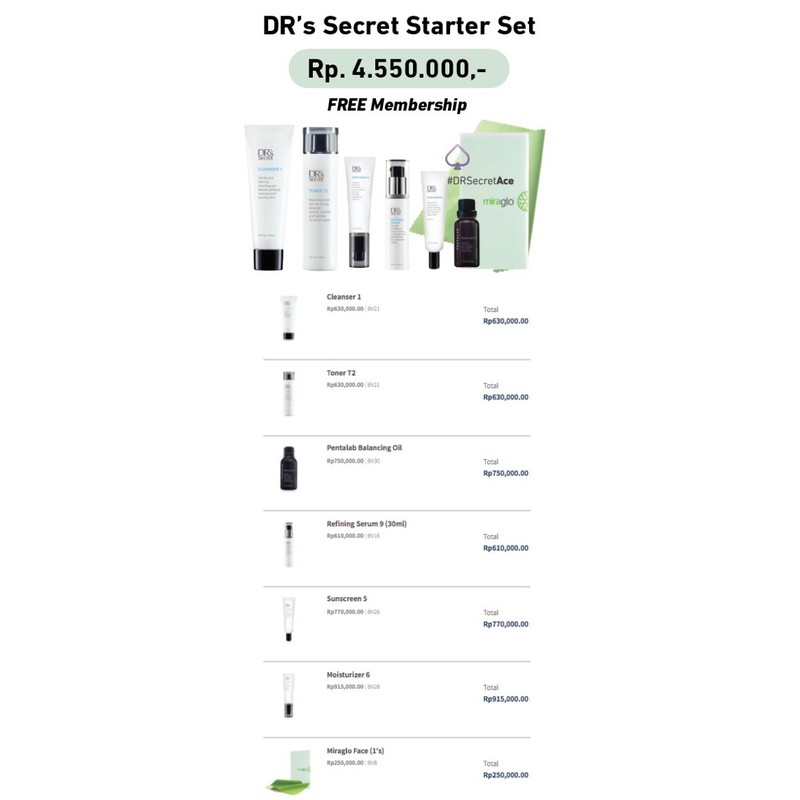 DR’ Secret Skincare 1,T2,BO,6,9,5 Miraglo