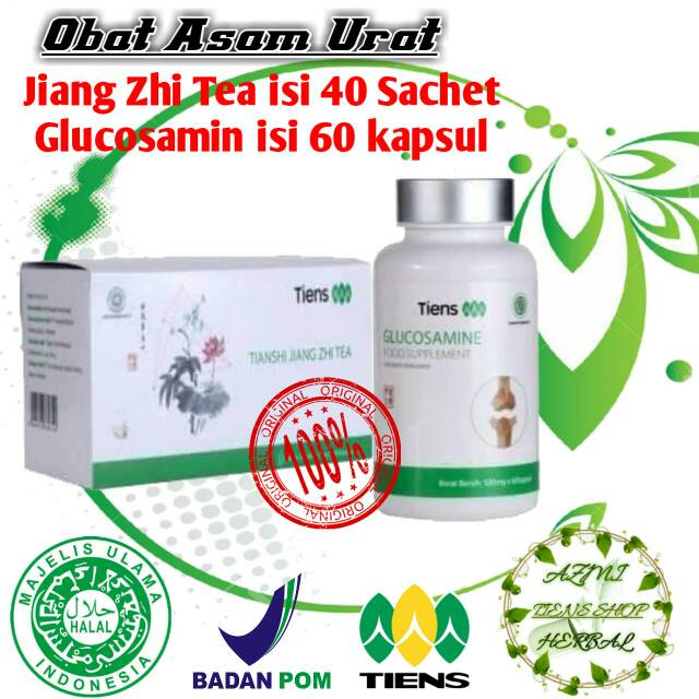Tiens Obat Asam Urat , Kolesterol , dan Pelumpuhan Sendi GLUCOSAMIN 60kapsul JIANG ZHI TEA 40sachet