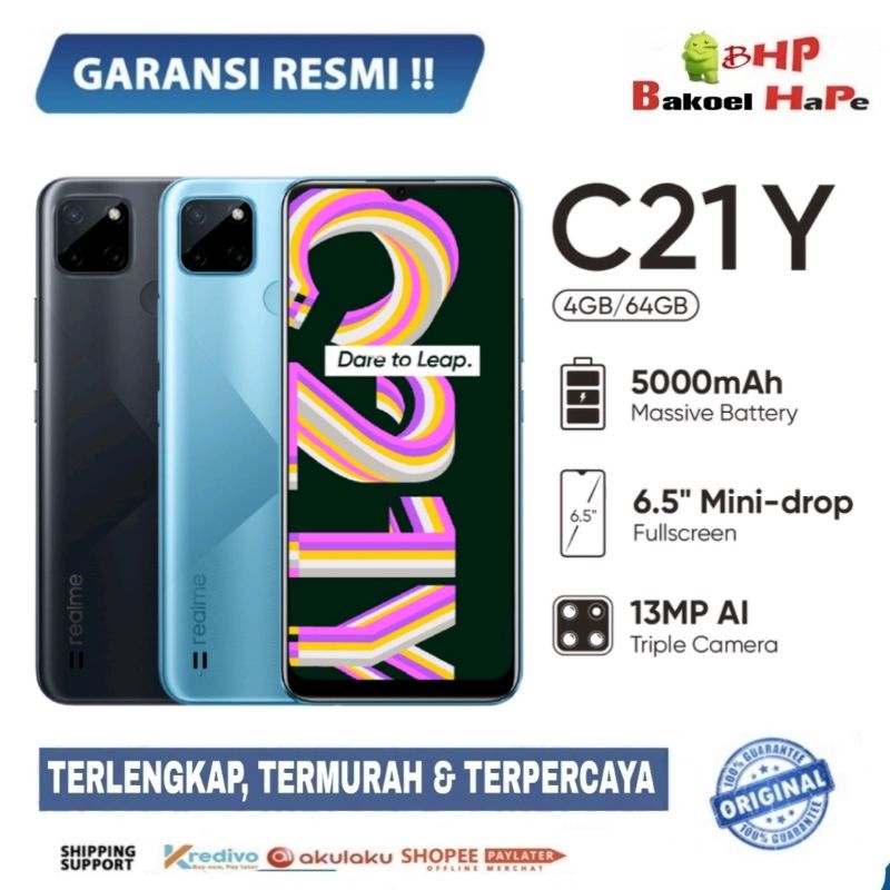 HP realme C21Y 4/64GB [5000mAh, 13MP AI Triple Camera, 6.5" Mini-drop Fullscreen]