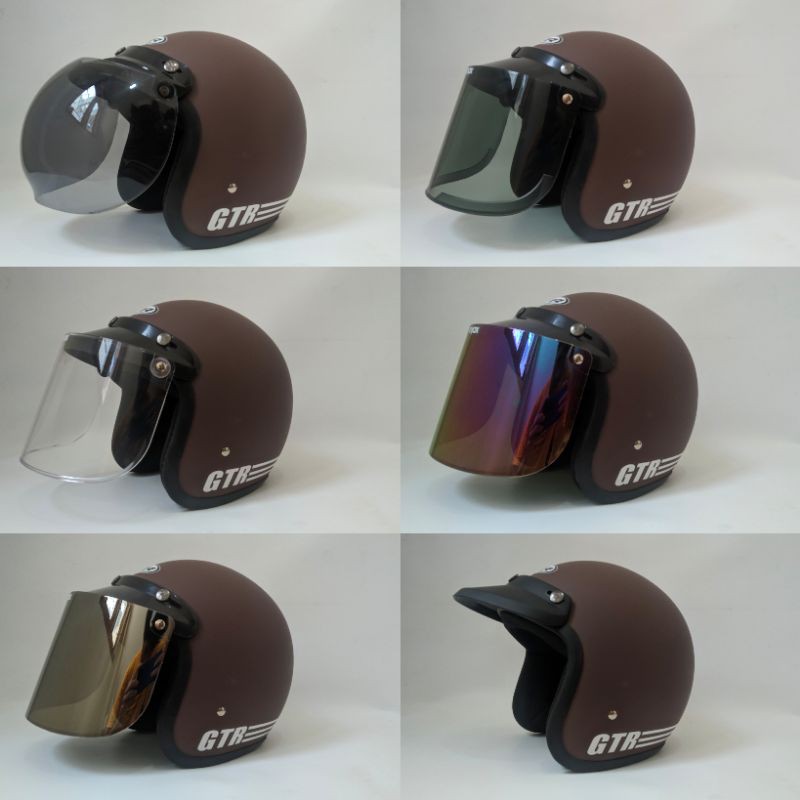 Helm Bogo GTR Retro Coklat Doff